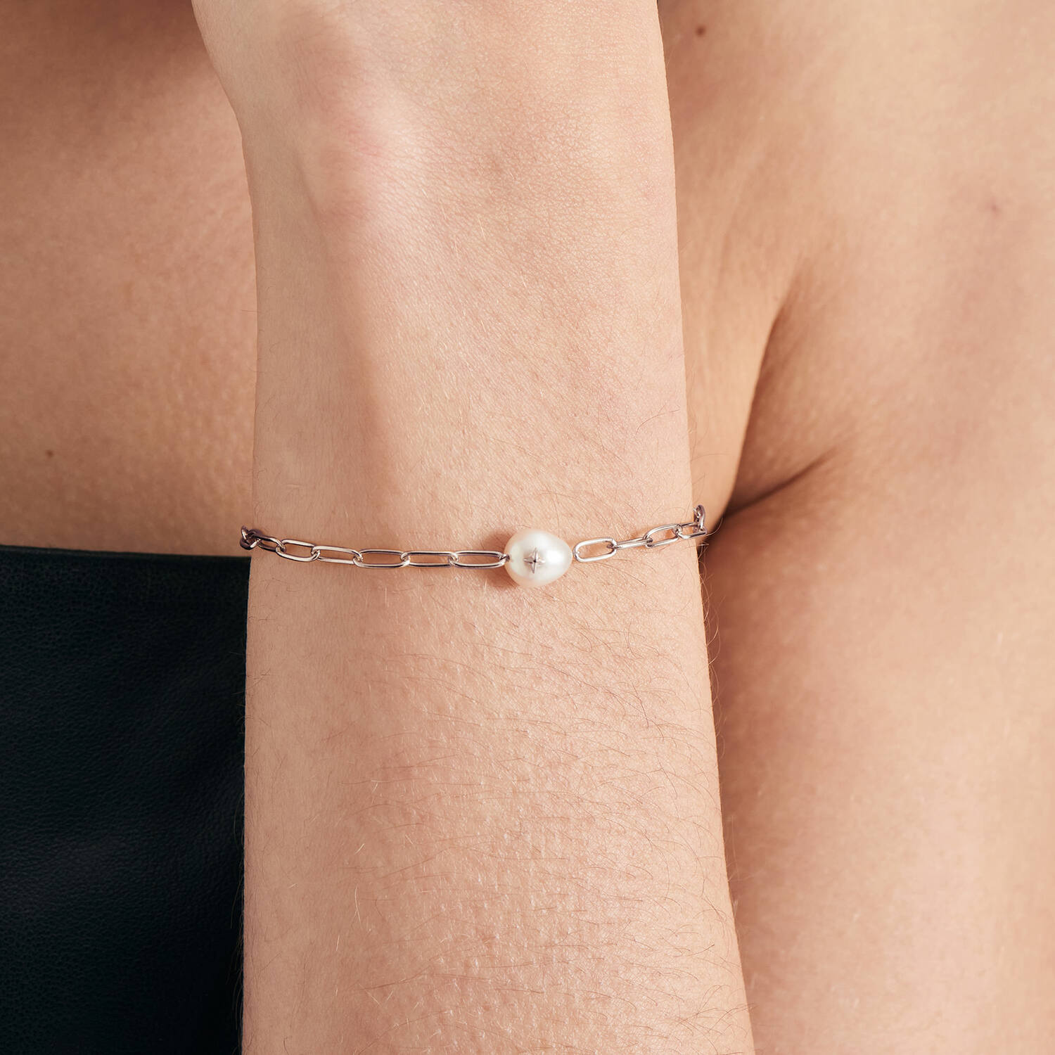  Pearl Power - Link bracelets - Silver / Rhodium plated - Pearl - 18,5cm